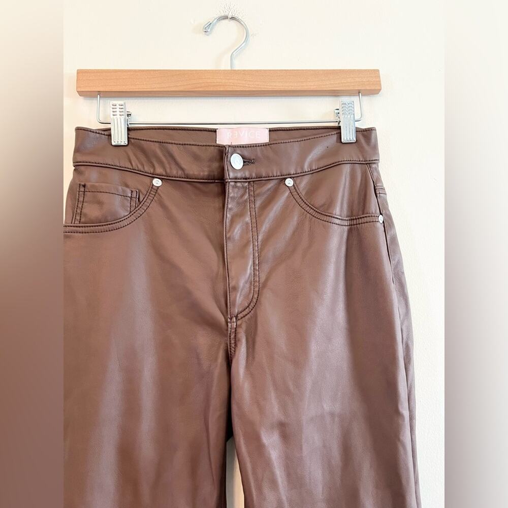 Revive revolve brown faux leather 909 High Street pants straight flare fall - Picture 4 of 15